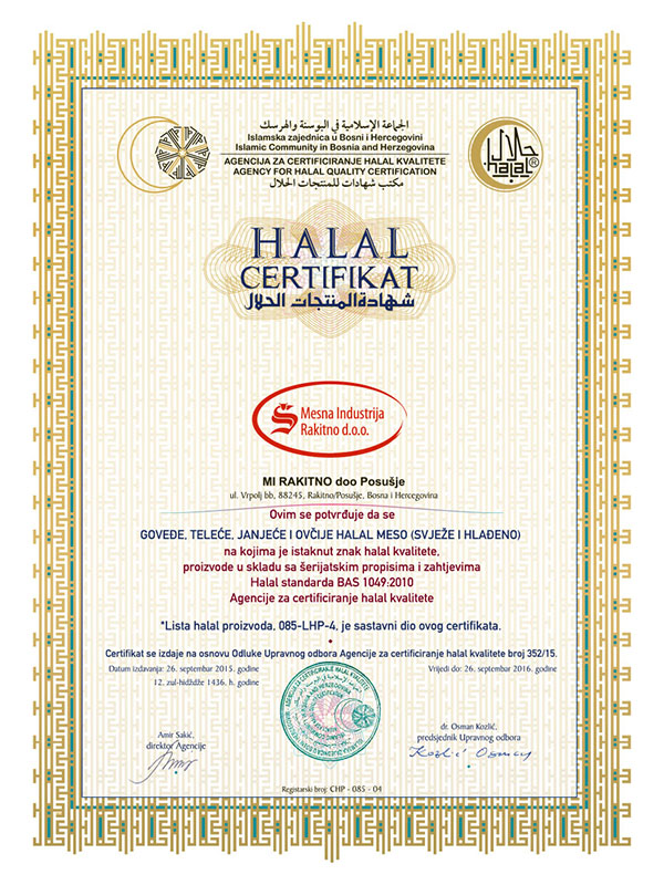 HALAL certifikat
